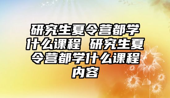 研究生夏令营都学什么课程 研究生夏令营都学什么课程内容