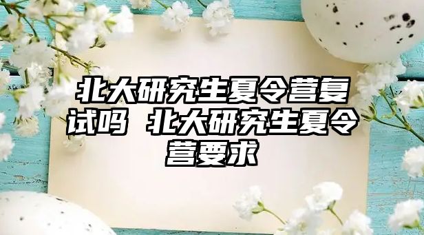 北大研究生夏令营复试吗 北大研究生夏令营要求