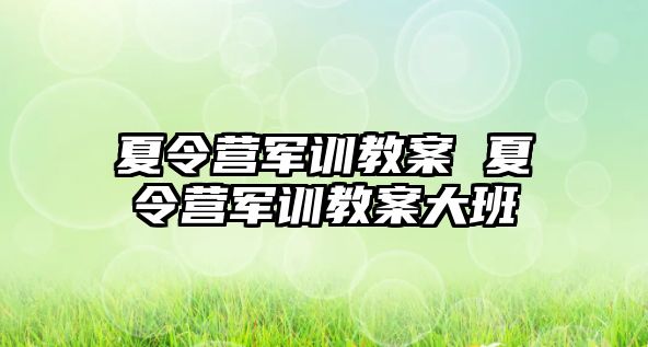 夏令营军训教案 夏令营军训教案大班