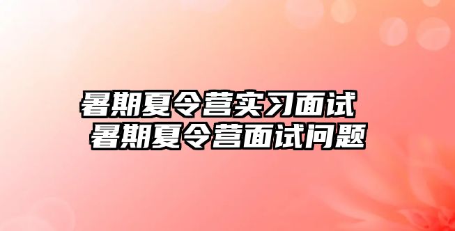 暑期夏令营实习面试 暑期夏令营面试问题