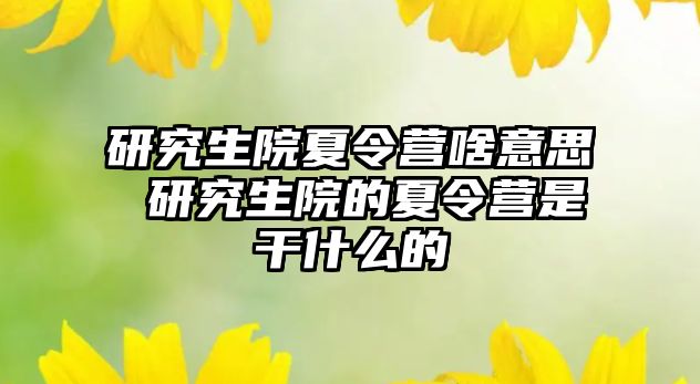 研究生院夏令营啥意思 研究生院的夏令营是干什么的