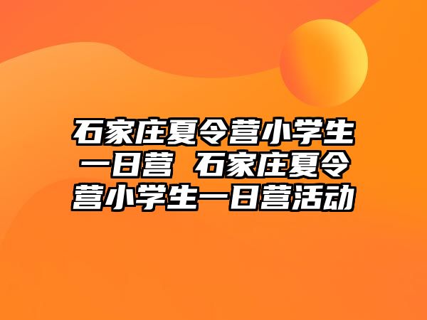 石家庄夏令营小学生一日营 石家庄夏令营小学生一日营活动