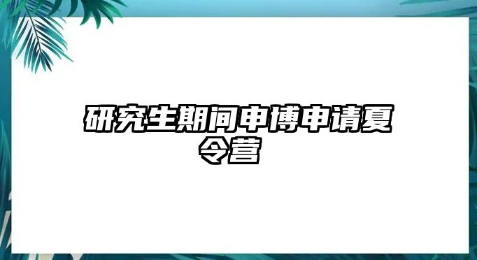 研究生期间申博申请夏令营 