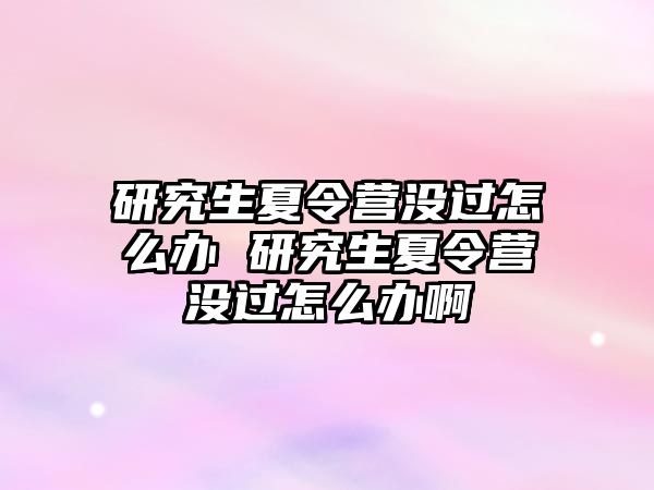 研究生夏令营没过怎么办 研究生夏令营没过怎么办啊