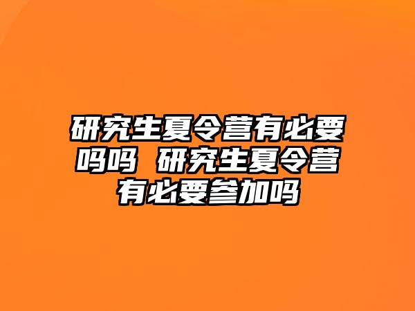 研究生夏令营有必要吗吗 研究生夏令营有必要参加吗