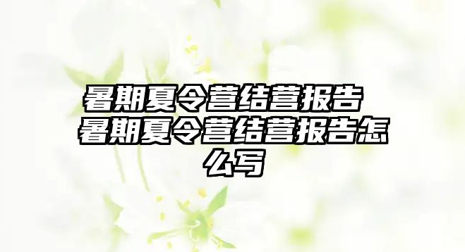 暑期夏令营结营报告 暑期夏令营结营报告怎么写