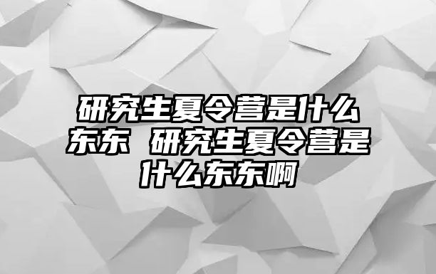 研究生夏令营是什么东东 研究生夏令营是什么东东啊