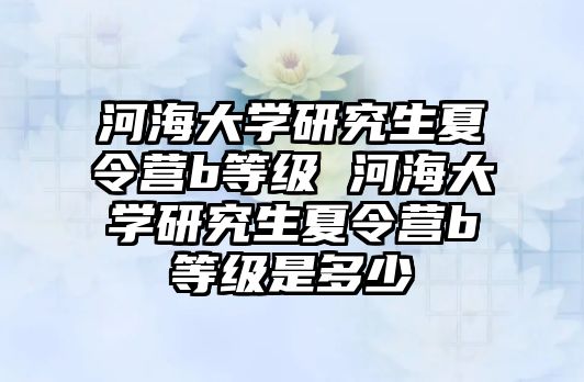 河海大学研究生夏令营b等级 河海大学研究生夏令营b等级是多少