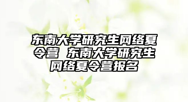 东南大学研究生网络夏令营 东南大学研究生网络夏令营报名