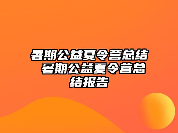 暑期公益夏令营总结 暑期公益夏令营总结报告