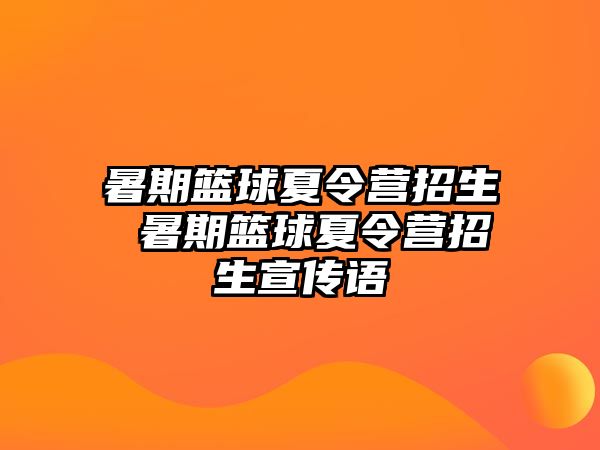 暑期篮球夏令营招生 暑期篮球夏令营招生宣传语