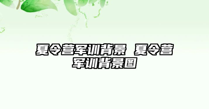 夏令营军训背景 夏令营军训背景图