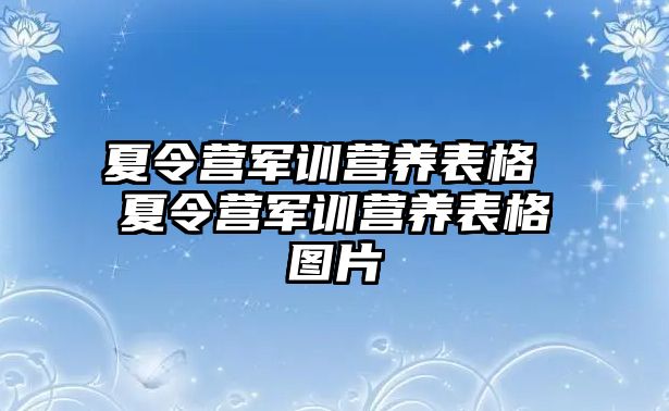 夏令营军训营养表格 夏令营军训营养表格图片