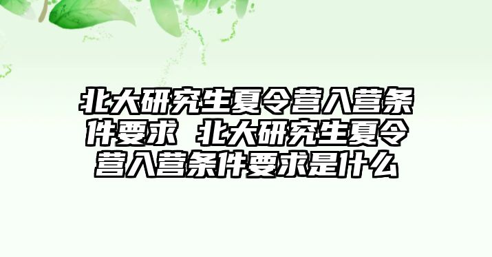 北大研究生夏令营入营条件要求 北大研究生夏令营入营条件要求是什么