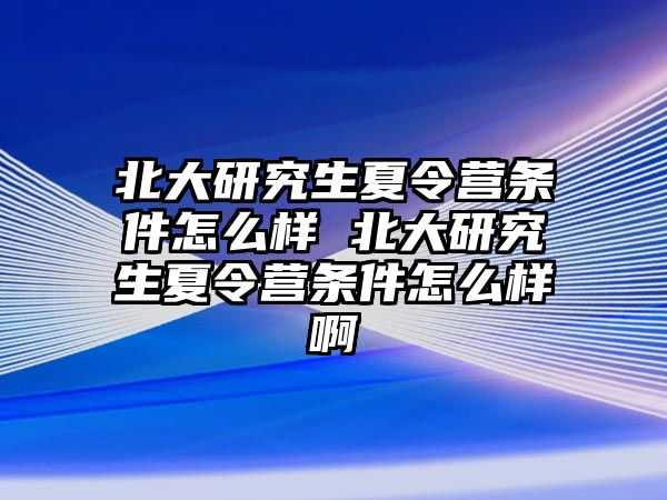 北大研究生夏令营条件怎么样 北大研究生夏令营条件怎么样啊