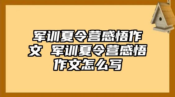 军训夏令营感悟作文 军训夏令营感悟作文怎么写