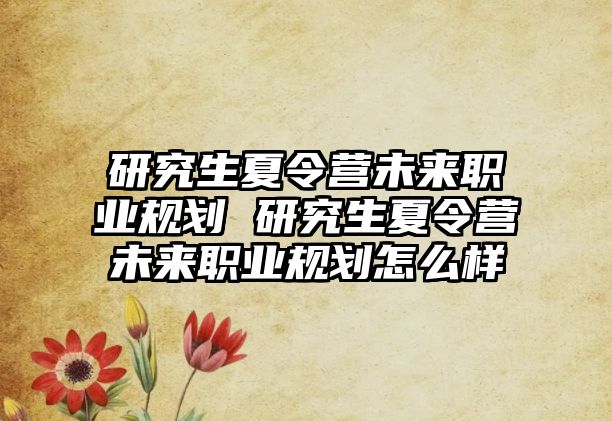 研究生夏令营未来职业规划 研究生夏令营未来职业规划怎么样