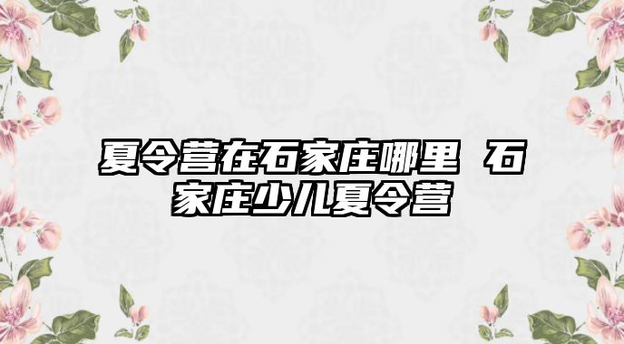 夏令营在石家庄哪里 石家庄少儿夏令营