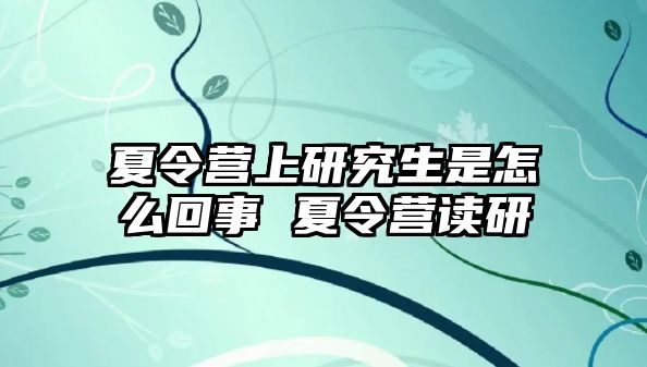 夏令营上研究生是怎么回事 夏令营读研