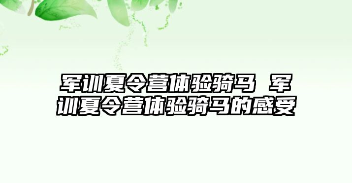 军训夏令营体验骑马 军训夏令营体验骑马的感受