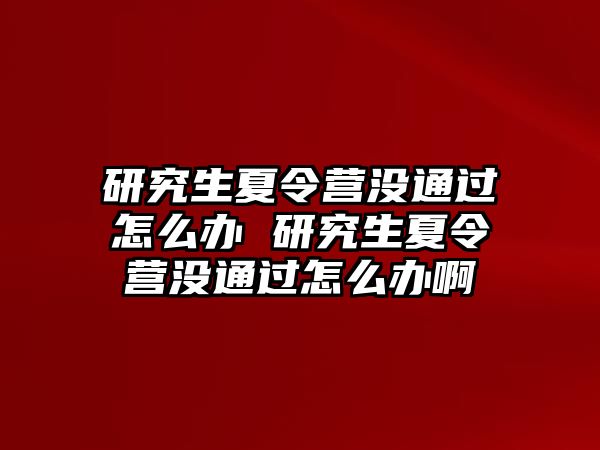 研究生夏令营没通过怎么办 研究生夏令营没通过怎么办啊