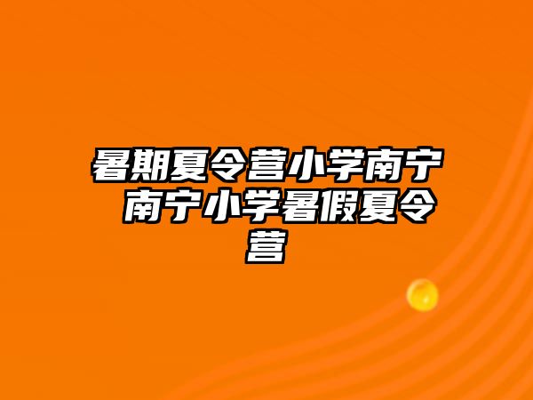 暑期夏令营小学南宁 南宁小学暑假夏令营