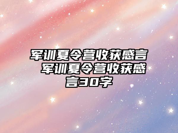 军训夏令营收获感言 军训夏令营收获感言30字