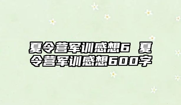 夏令营军训感想6 夏令营军训感想600字