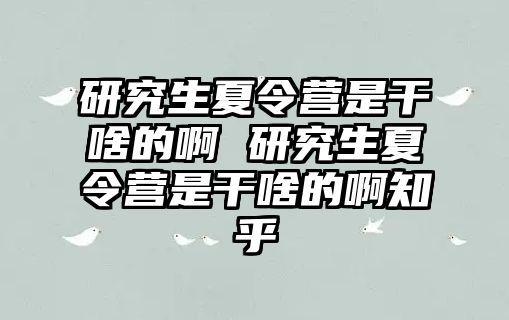 研究生夏令营是干啥的啊 研究生夏令营是干啥的啊知乎