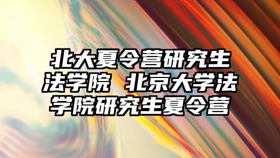 北大夏令营研究生法学院 北京大学法学院研究生夏令营