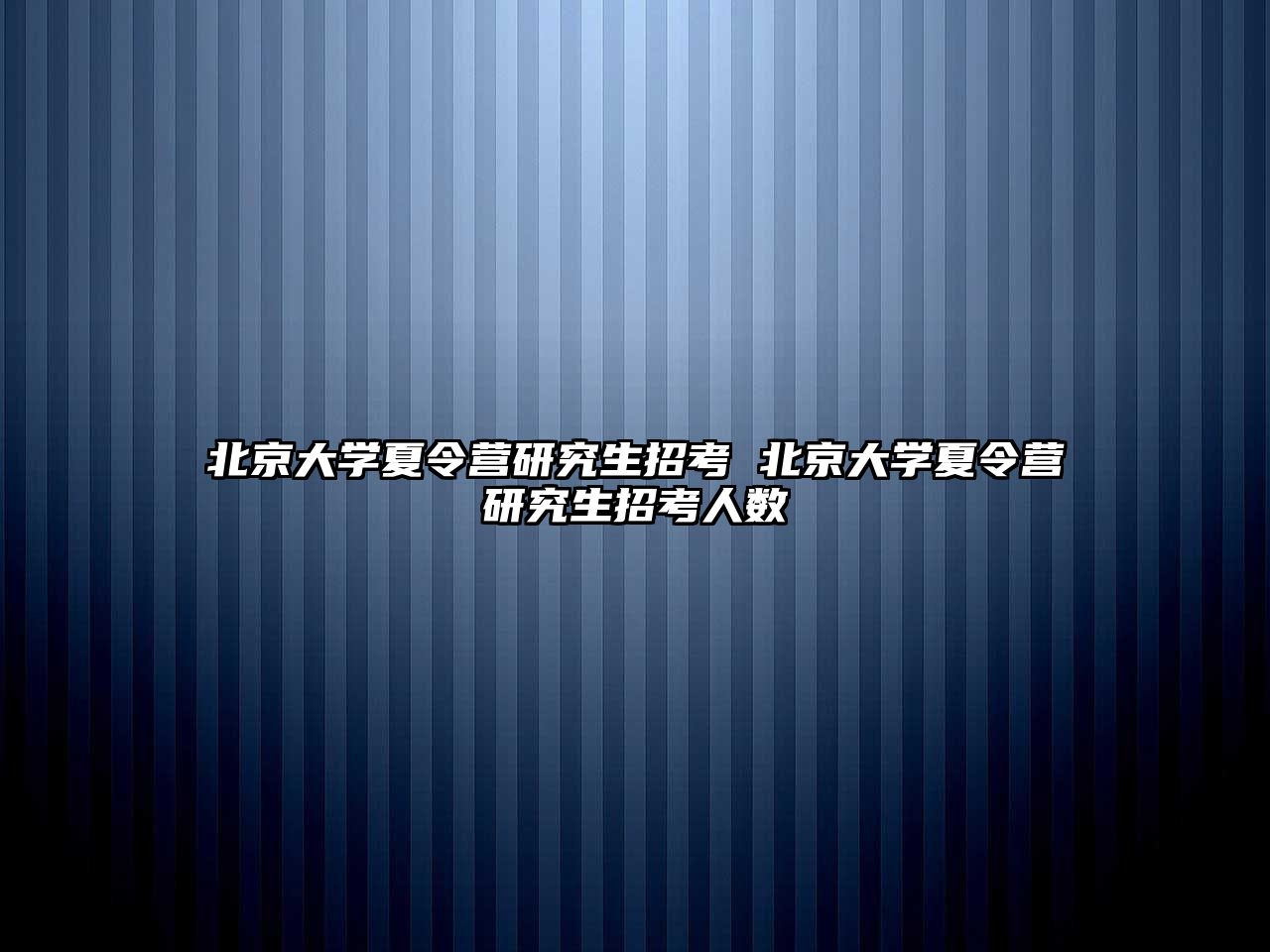 北京大学夏令营研究生招考 北京大学夏令营研究生招考人数