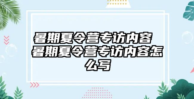 暑期夏令营专访内容 暑期夏令营专访内容怎么写