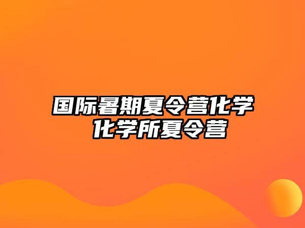 国际暑期夏令营化学 化学所夏令营