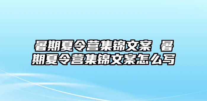 暑期夏令营集锦文案 暑期夏令营集锦文案怎么写