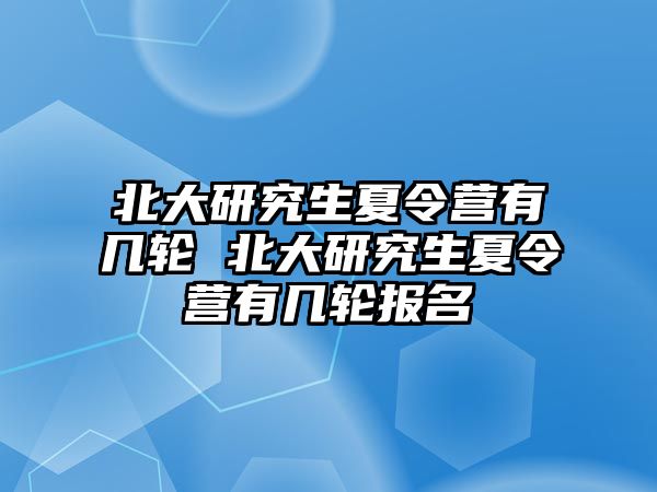 北大研究生夏令营有几轮 北大研究生夏令营有几轮报名