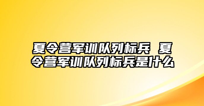 夏令营军训队列标兵 夏令营军训队列标兵是什么