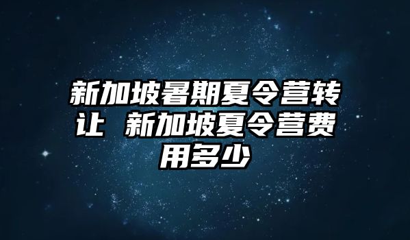 新加坡暑期夏令营转让 新加坡夏令营费用多少