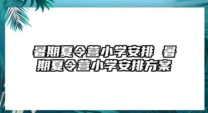 暑期夏令营小学安排 暑期夏令营小学安排方案