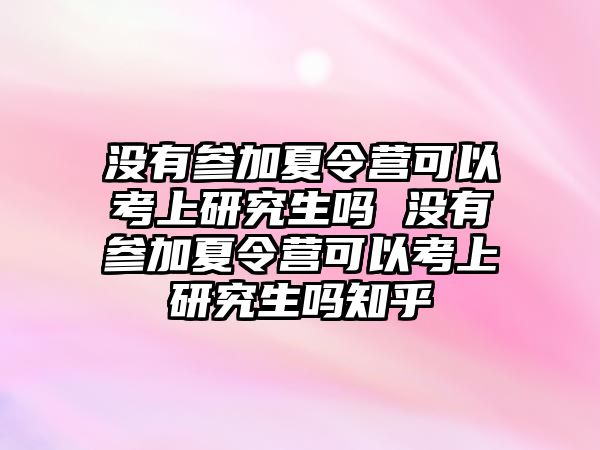 没有参加夏令营可以考上研究生吗 没有参加夏令营可以考上研究生吗知乎