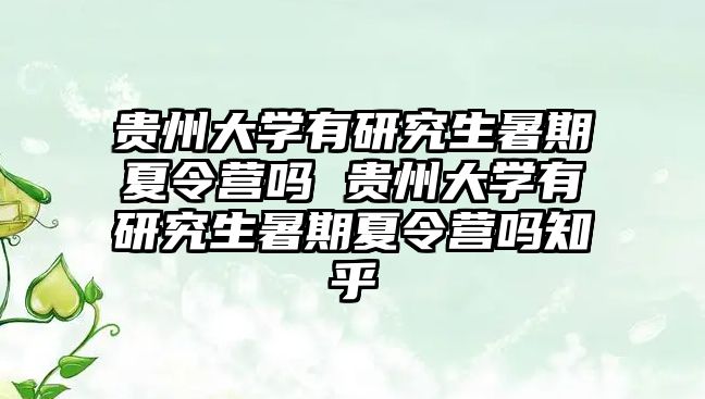 贵州大学有研究生暑期夏令营吗 贵州大学有研究生暑期夏令营吗知乎