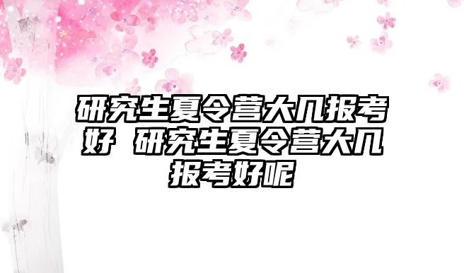 研究生夏令营大几报考好 研究生夏令营大几报考好呢