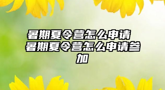 暑期夏令营怎么申请 暑期夏令营怎么申请参加