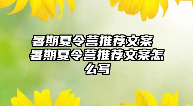 暑期夏令营推荐文案 暑期夏令营推荐文案怎么写