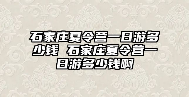 石家庄夏令营一日游多少钱 石家庄夏令营一日游多少钱啊