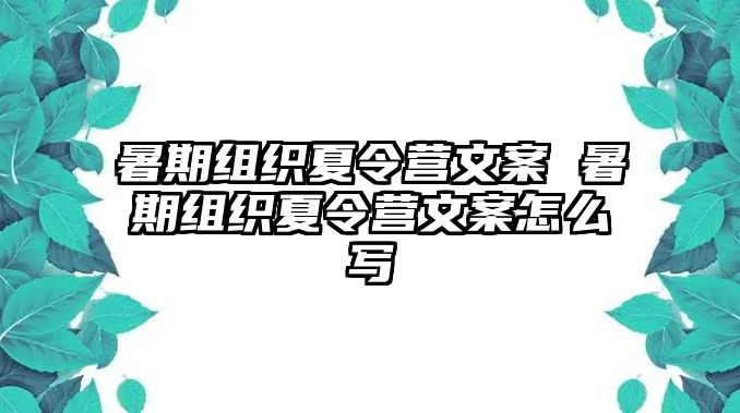 暑期组织夏令营文案 暑期组织夏令营文案怎么写