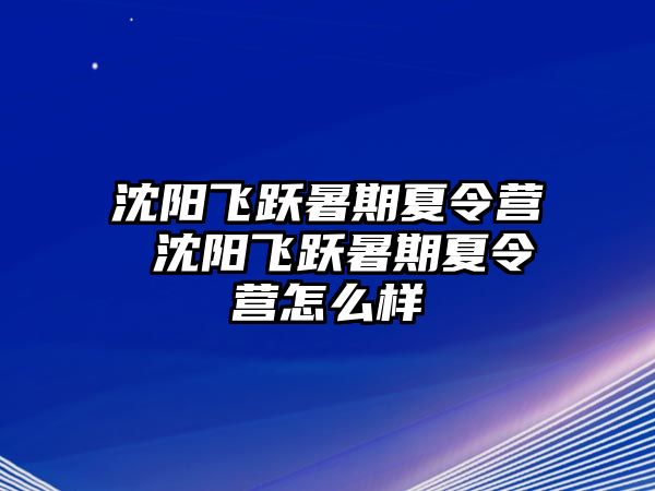 沈阳飞跃暑期夏令营 沈阳飞跃暑期夏令营怎么样