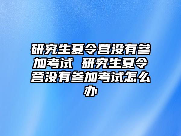 研究生夏令营没有参加考试 研究生夏令营没有参加考试怎么办