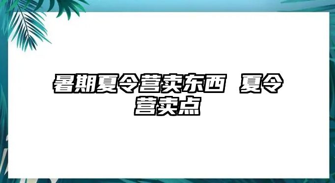 暑期夏令营卖东西 夏令营卖点