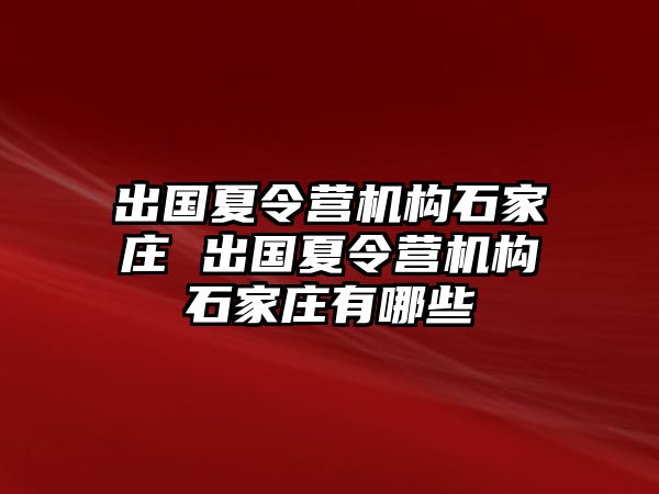 出国夏令营机构石家庄 出国夏令营机构石家庄有哪些