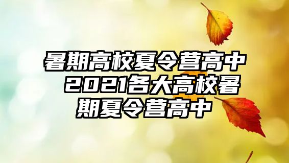 暑期高校夏令营高中 2021各大高校暑期夏令营高中